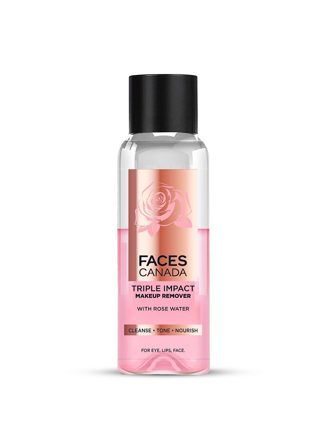 faces canada 3-in-1 biphase remover triple impact makeup remover with rose water - 120 ml