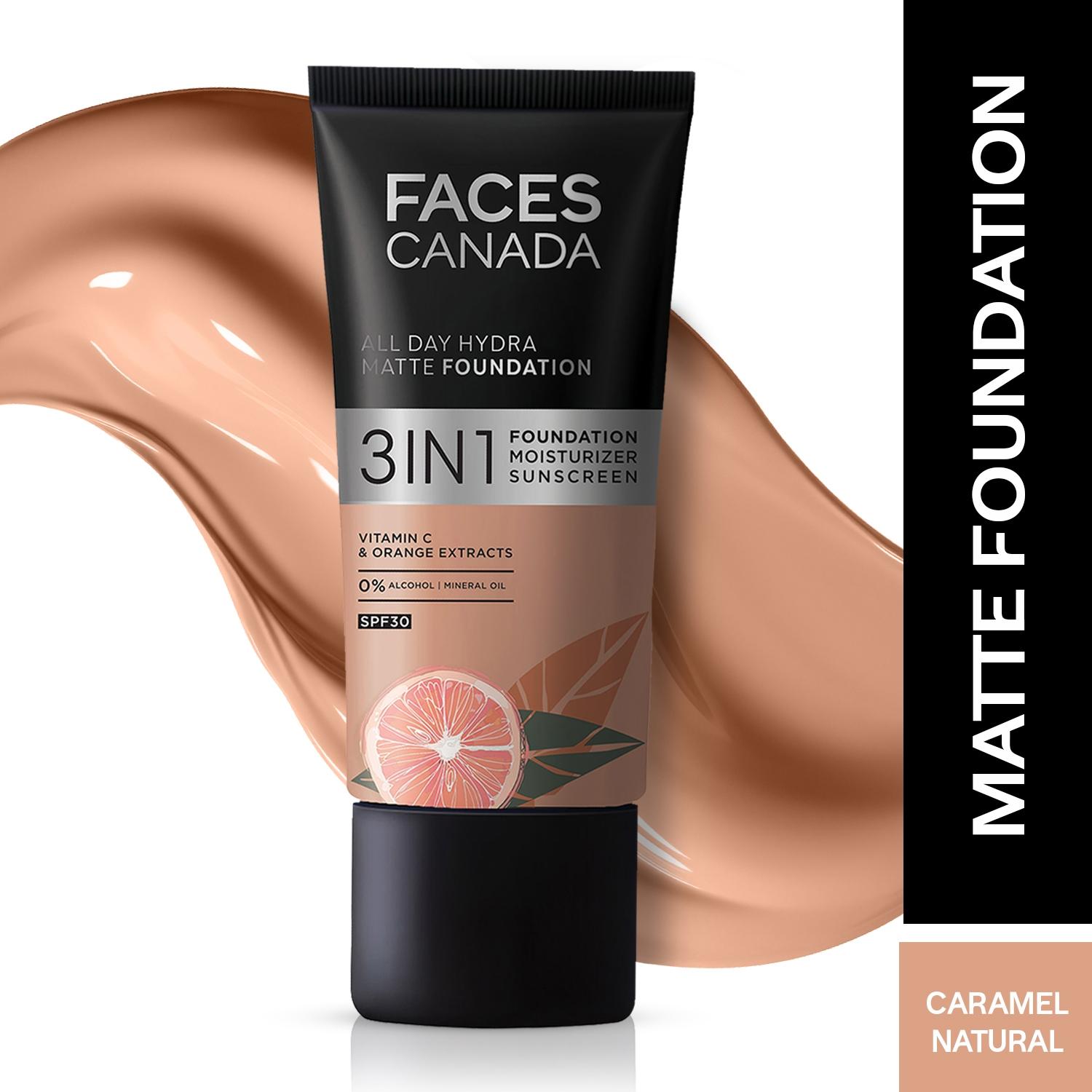 faces canada all day hydra matte foundation - 23 caramel natural (25ml)