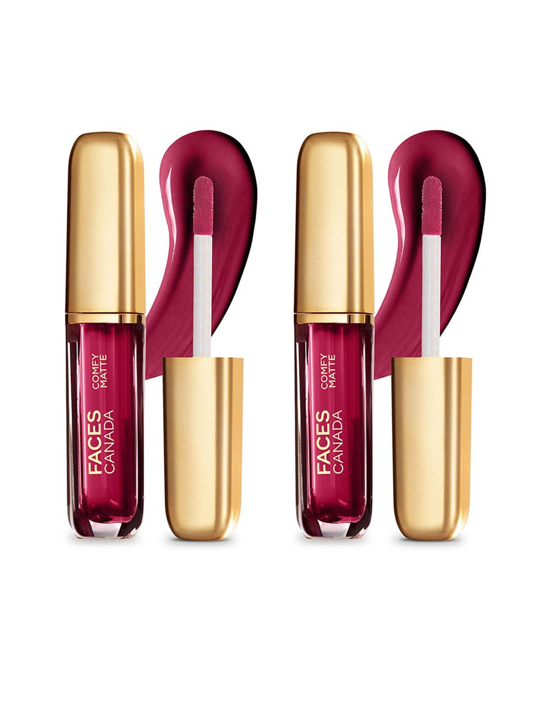 faces canada set of 2 comfy matte no-dryness liquid lipstick 3ml each - any day now 04