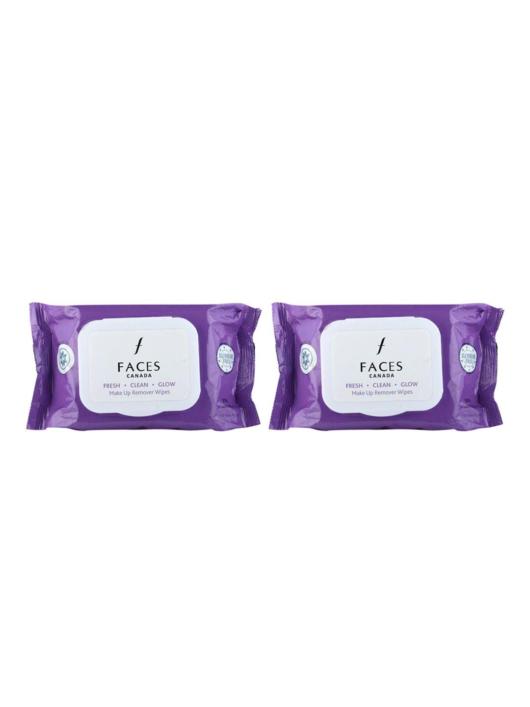 faces canada set of 2 fresh clean glow makeup remover wipes - 30 pulls each