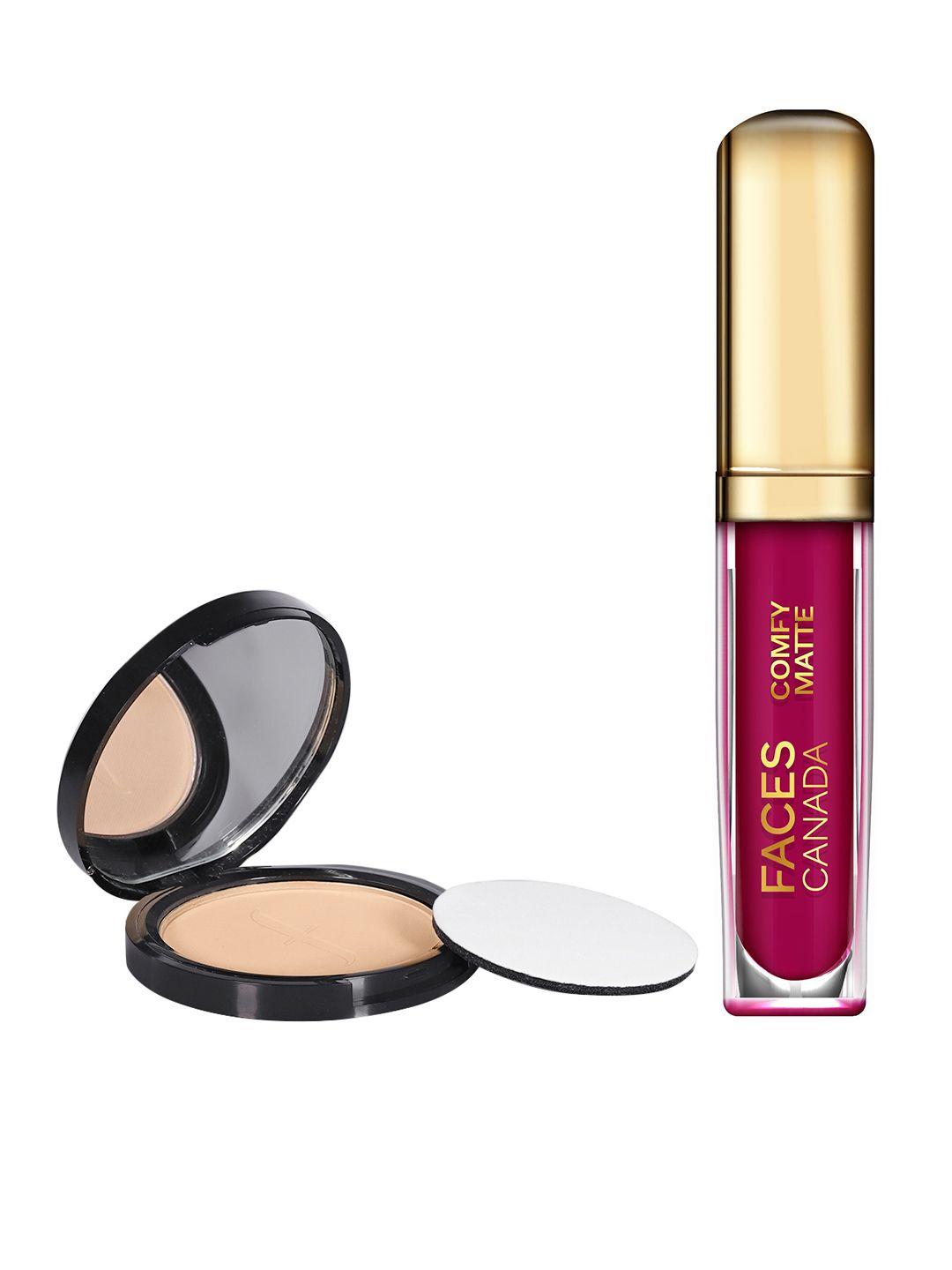 faces canada set of matte compact - natural02 & comfy matte lip color - getting ready02