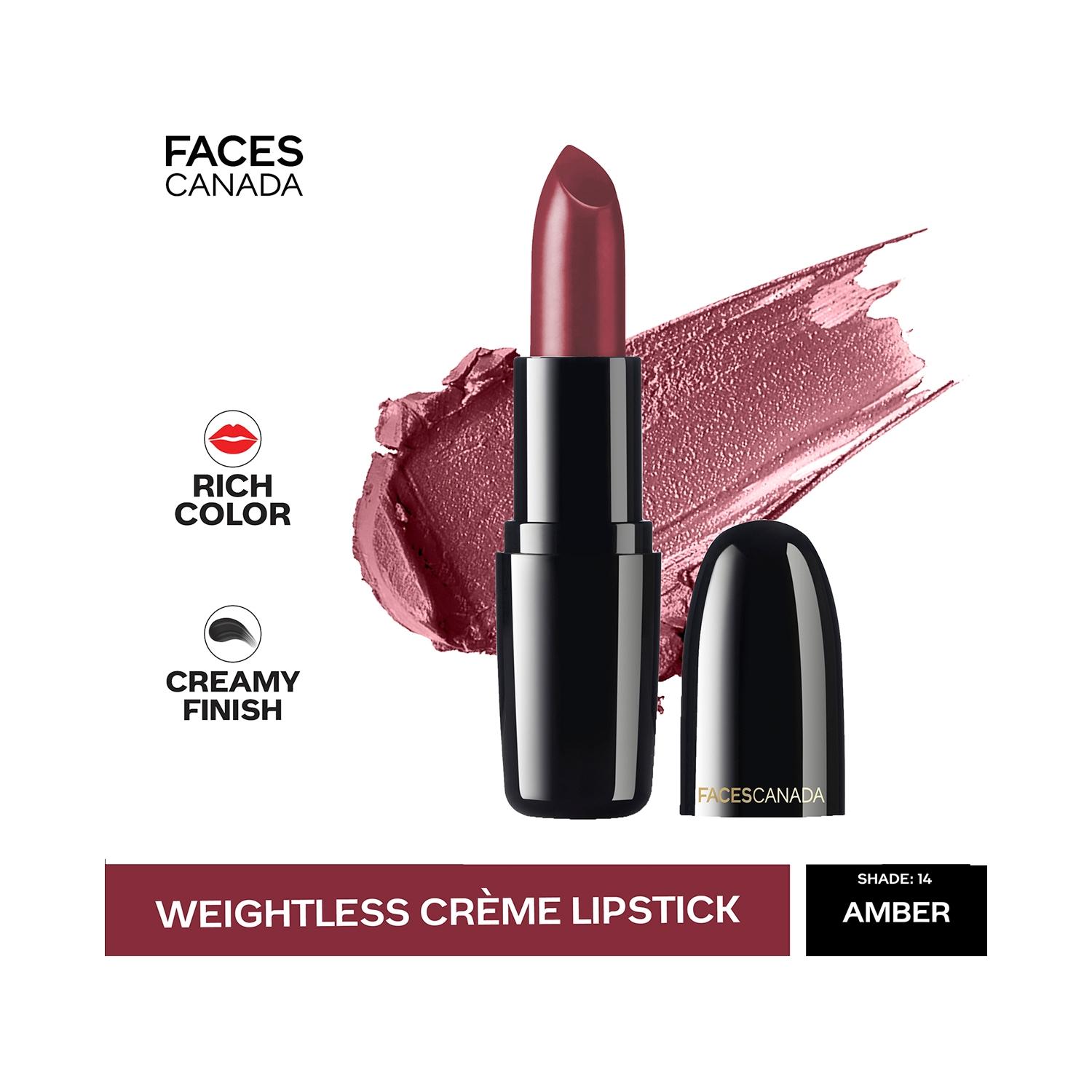 faces canada weightless creme finish lipstick - 14 amber (4g)