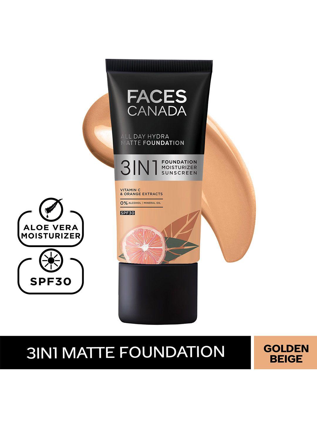 faces canada 3-in-1 all day hydra matte spf30 foundation 25ml - golden beige 032