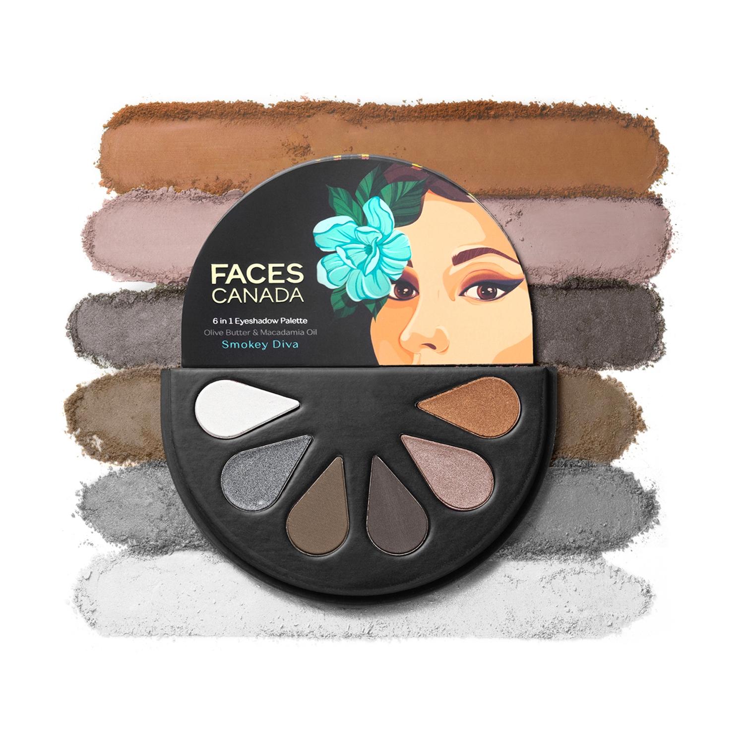 faces canada 6-in-1 eyeshadow palette - 03 smokey diva (6g)