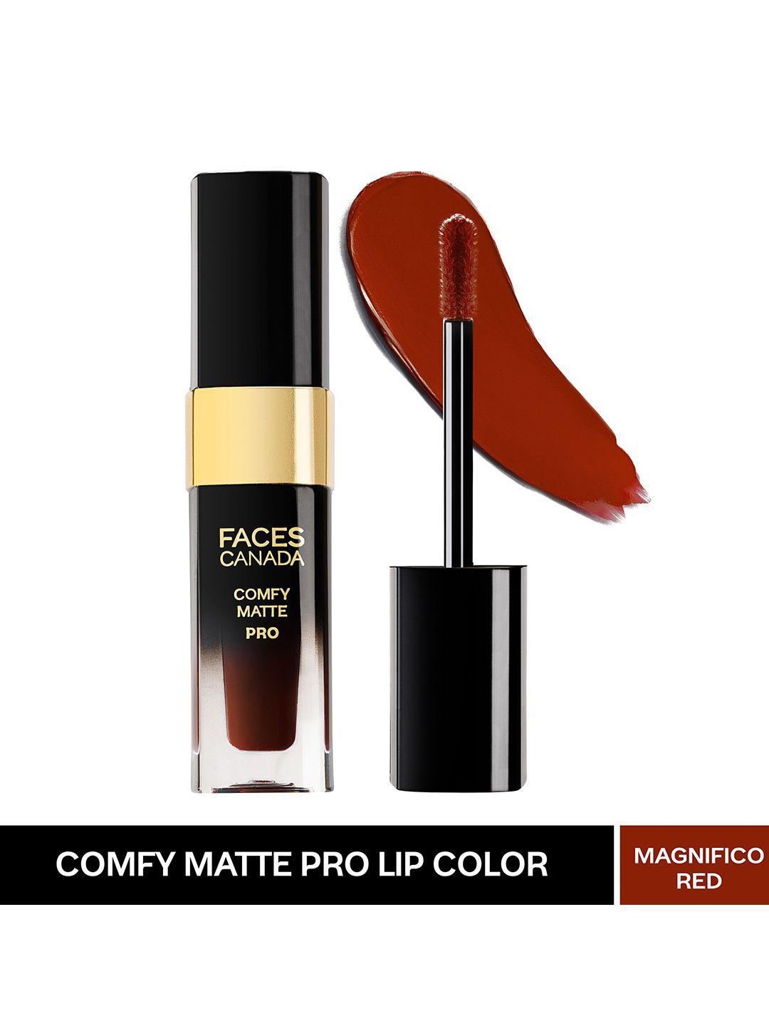 faces canada comfy matte pro liquid lipstick 5.5ml - 10hr stay & no dryness - magnifico red 01