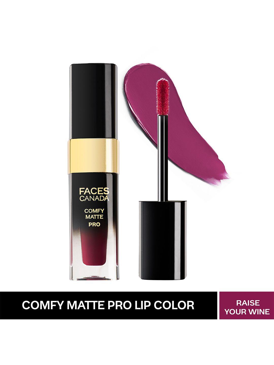 faces canada comfy matte pro liquid lipstick 5.5ml - 10hr stay & no dryness - raise your wine 03