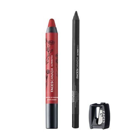 faces canada lip crayon majestic rose & eye pencil solid black 4 g