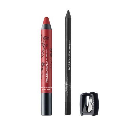 faces canada lip crayon mystic magic & eye pencil solid black