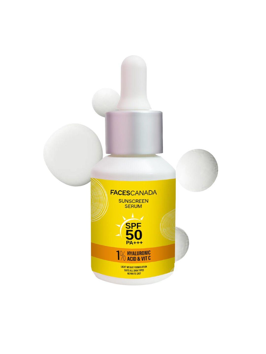 faces canada spf50 pa+++ sunscreen serum 1% hyaluronic acid & vitamin c - 30ml