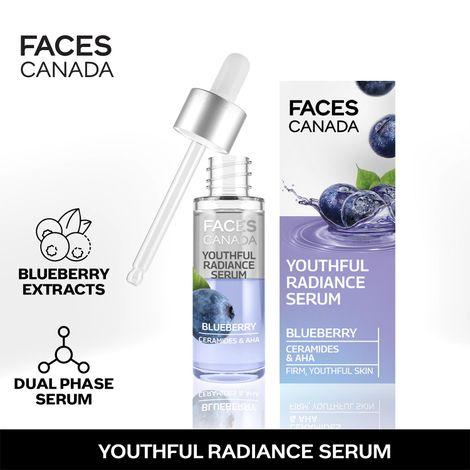 faces canada youthful radiance serum blueberry i anti-ageing i biphasic i aha & ceramides i radiant skin i cruelty-free 27 ml
