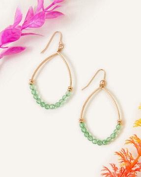 facet bead oval drop earrings