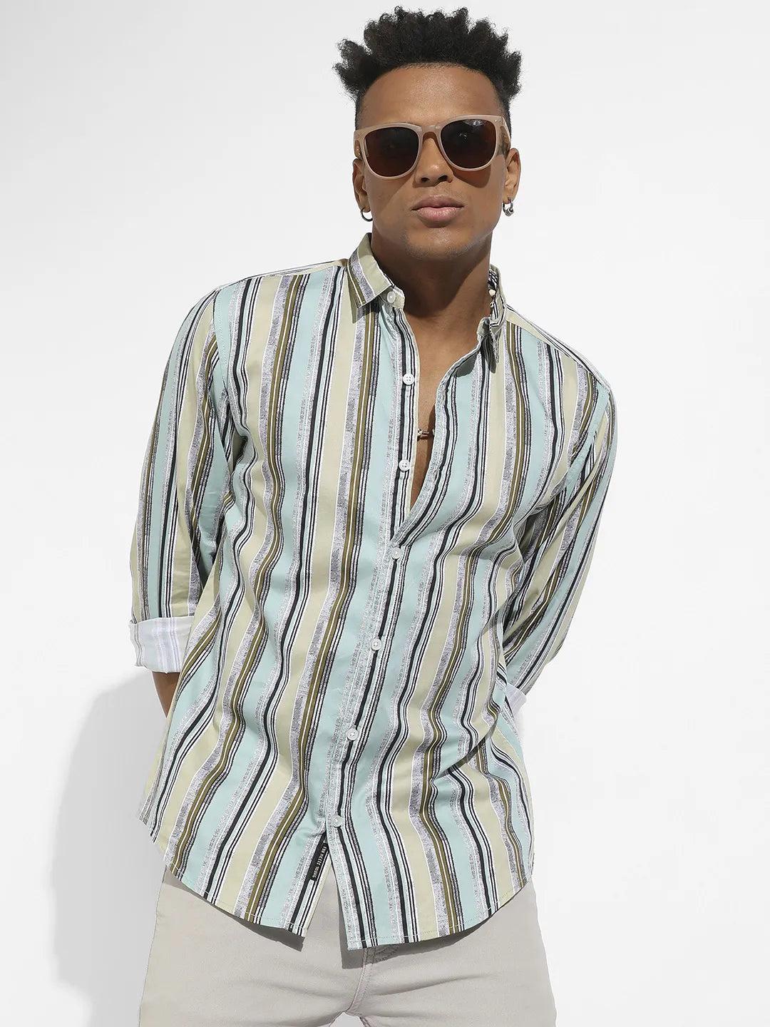 faded barcode striped shirt