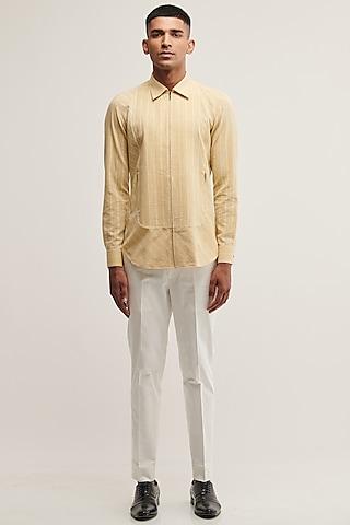 faded lemon handloom cotton shirt