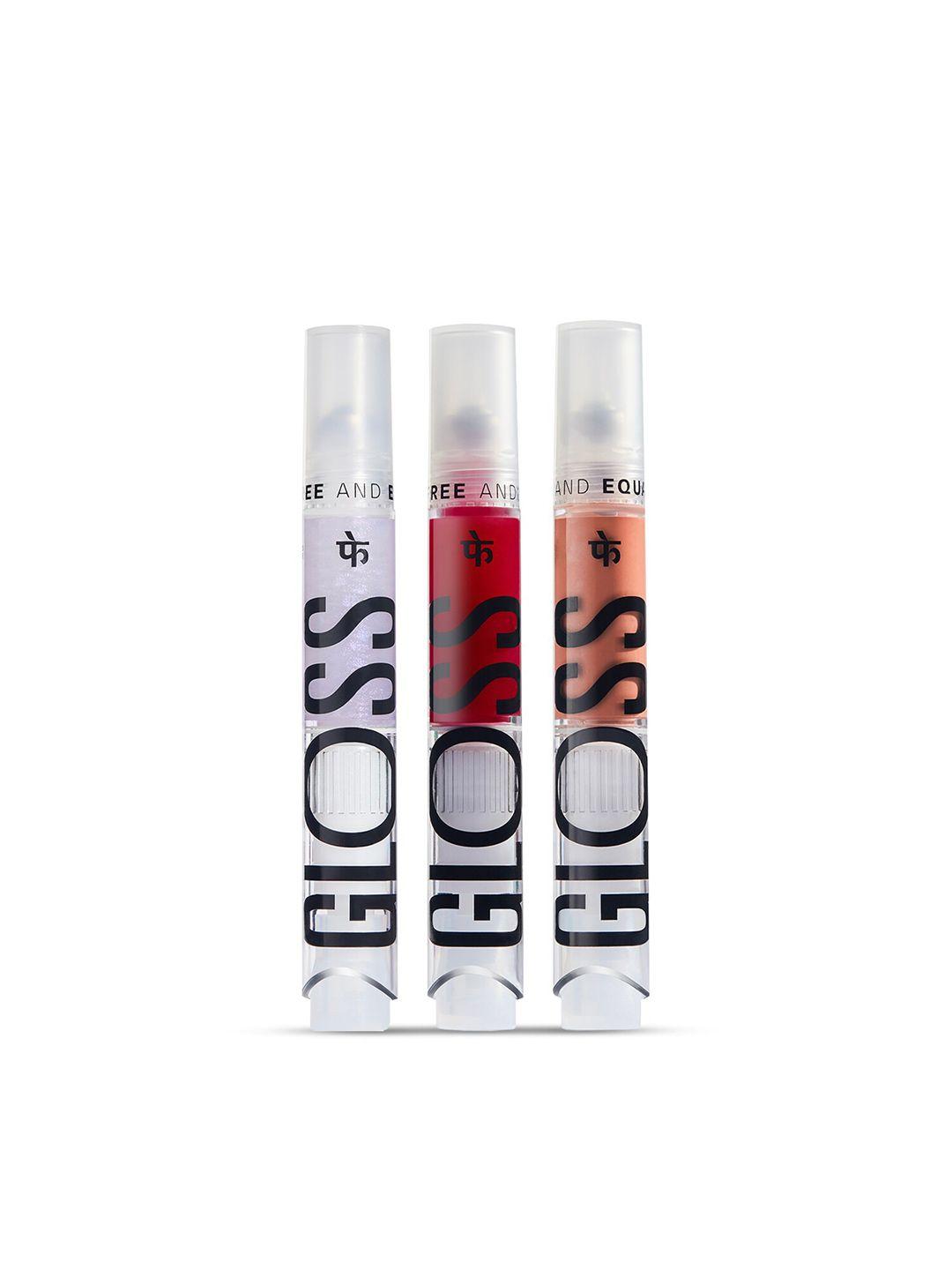 fae beauty gloss set of 3 transforming sizzling belonging lip glosses 18gm-shimmer- cherry red & peachy brown