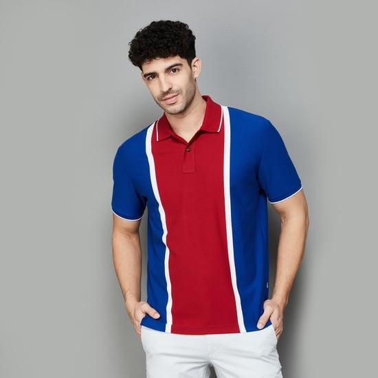 fahrenheit men colourblocked polo t-shirt