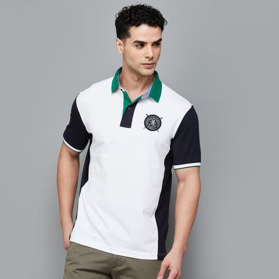 fahrenheit men colourblocked polo t-shirt