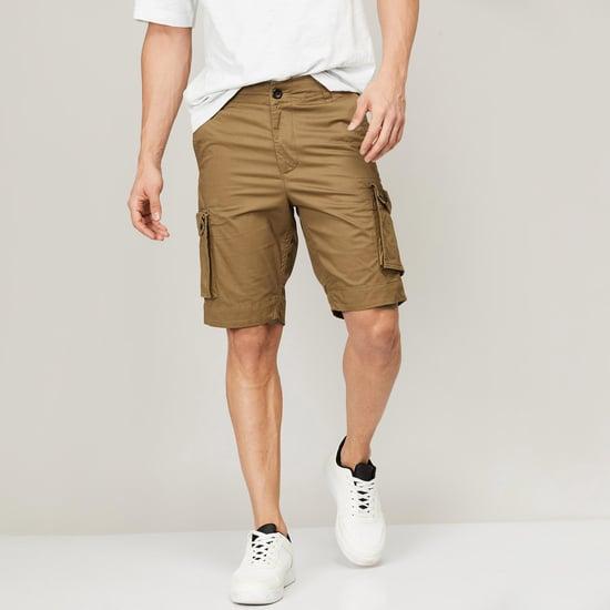 fahrenheit men solid regular fit cargo shorts