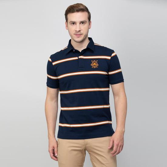 fahrenheit men striped regular fir polo collar t-shirt