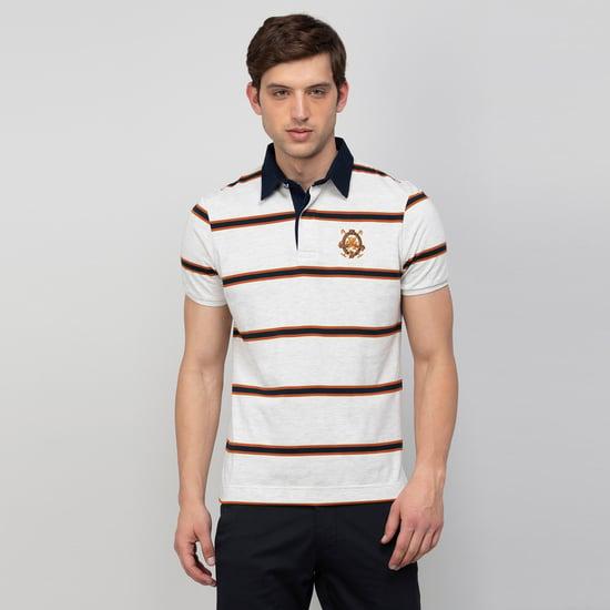 fahrenheit men striped regular fir polo collar t-shirt