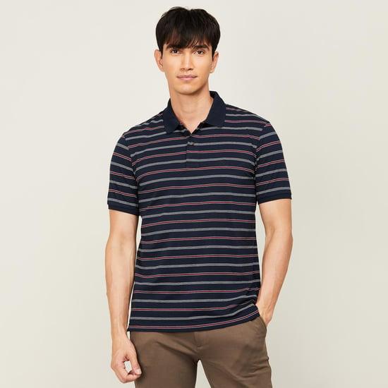 fahrenheit men striped regular fit polo t-shirt