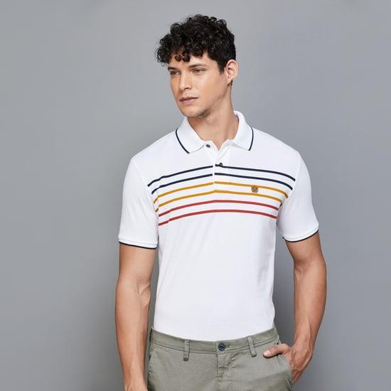 fahrenheit men striped regular fit polo t-shirt