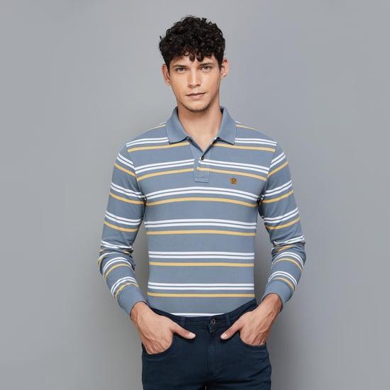 fahrenheit men striped regular fit polo t-shirt