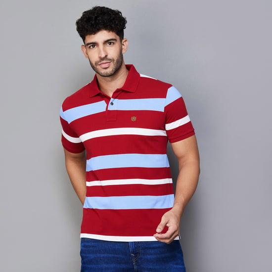 fahrenheit men striped regular fit polo t-shirt