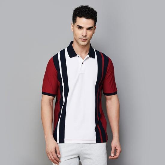 fahrenheit men striped regular fit polo t-shirt