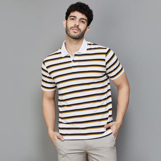 fahrenheit men striped slim fit polo t-shirt