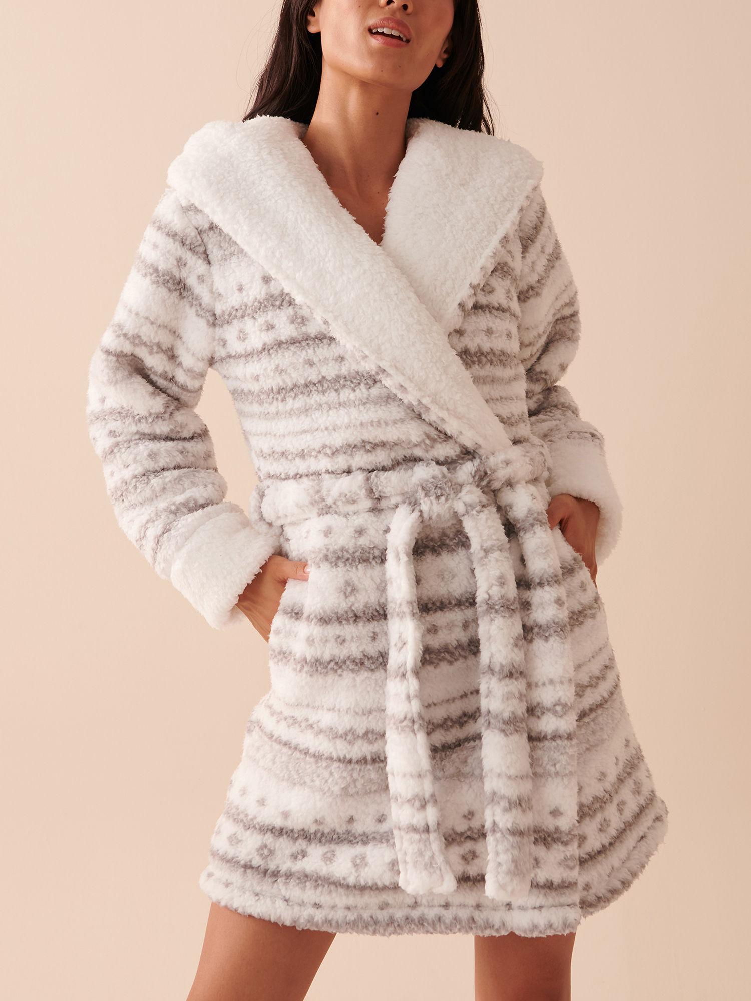 fair isle sherpa robe - multi-color