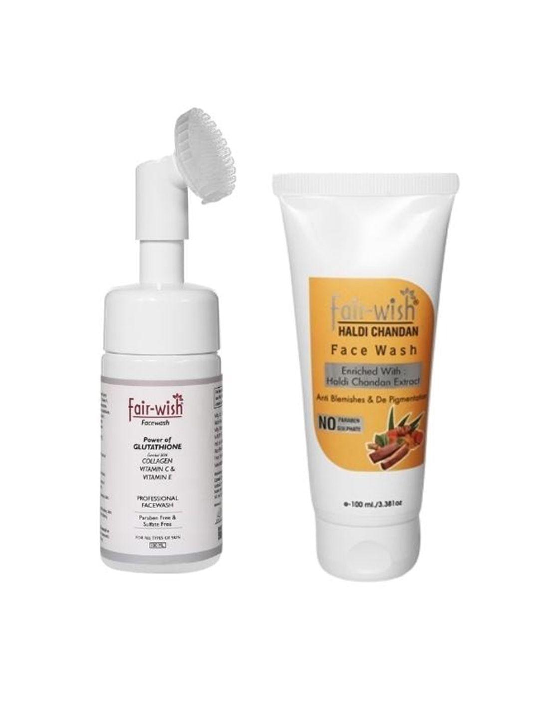 fair wish set of vitamin c & e + haldi chandan face wash - 100 ml each