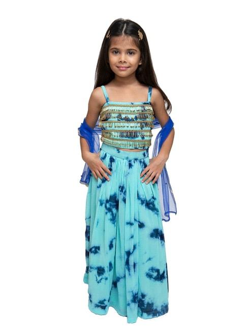 fairies forever kids blue embellished lehenga choli with dupatta