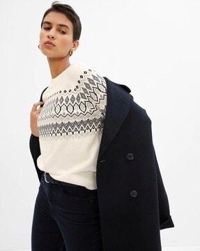 fairisle geometric-knit round-neck sweater