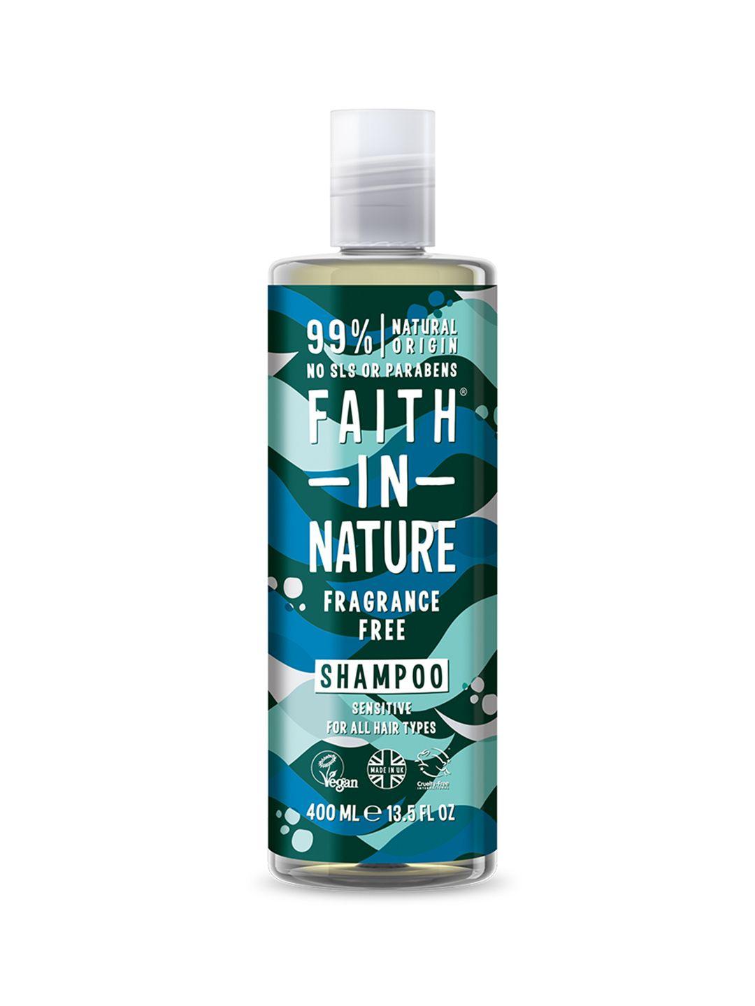 faith in nature fragrance-free shampoo - sensitive for all hair types - 400ml