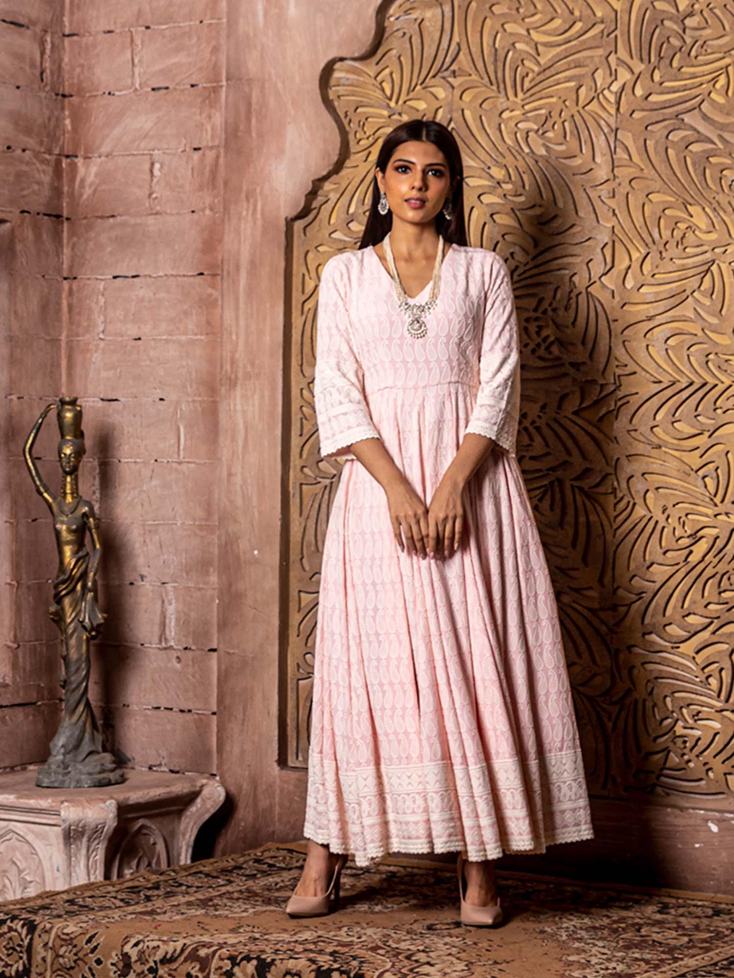 falak pink embroidered dress