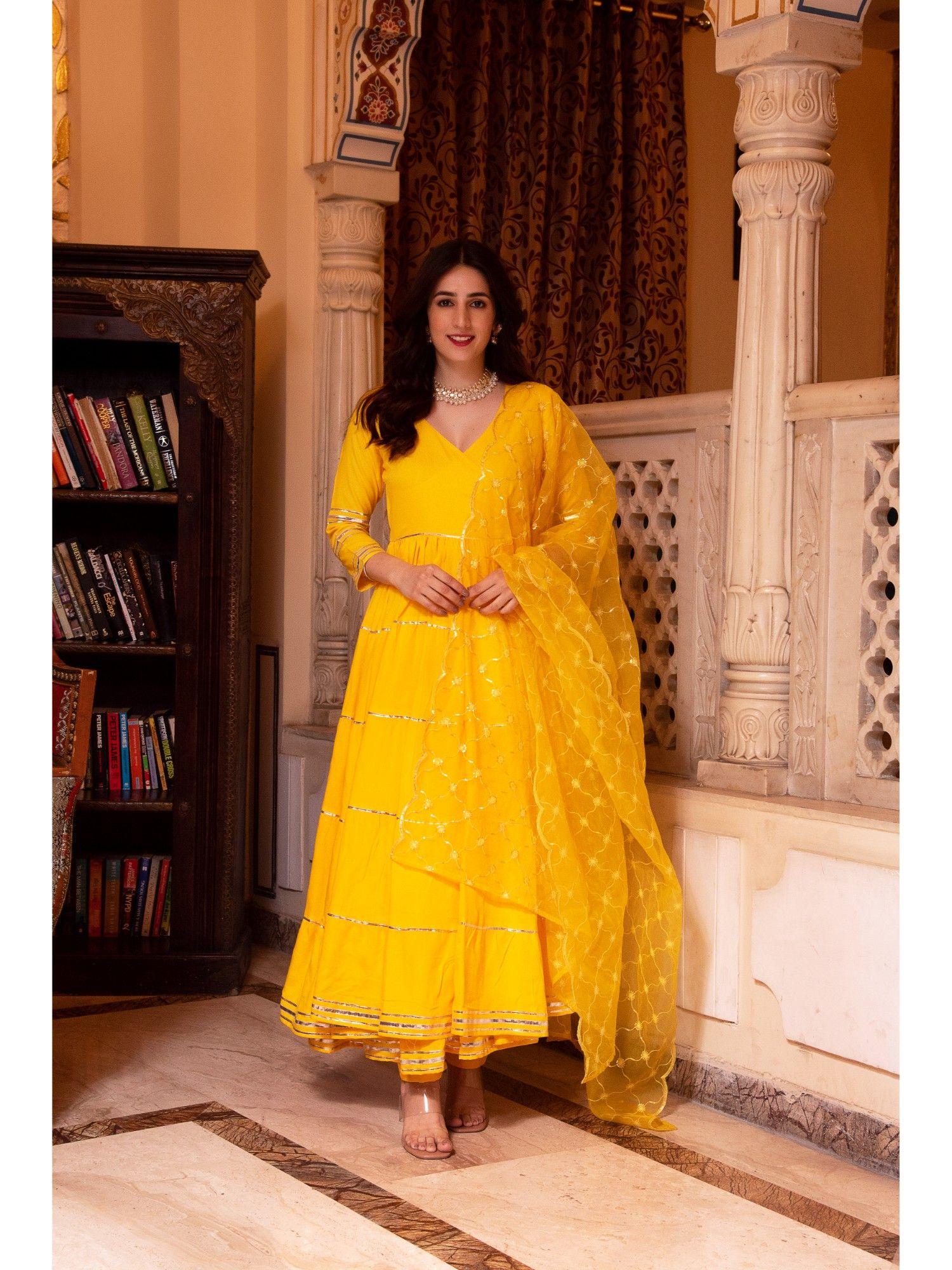 falak yellow gotapatti anarkali suit (set of 3)