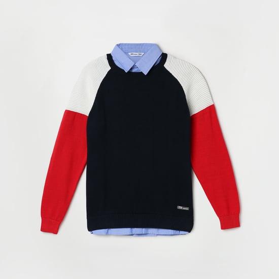 fame forever boys colourblocked collared sweater