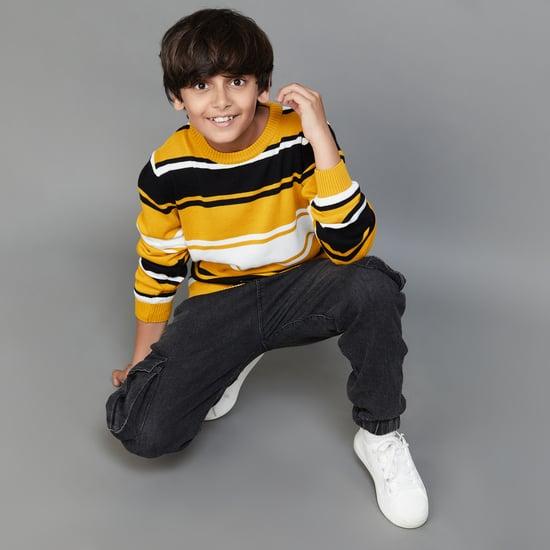 fame forever boys striped crew neck sweater