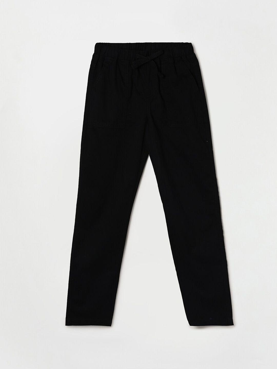fame forever by lifestyle boys black solid cotton track pants
