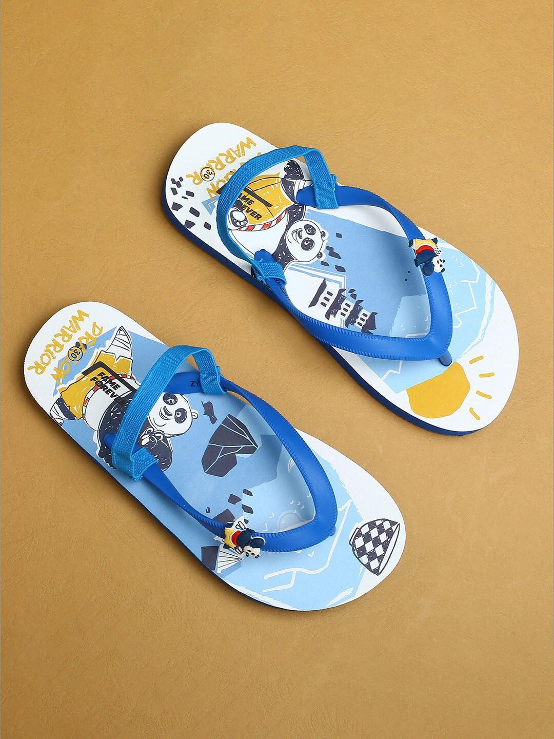 fame forever by lifestyle boys blue & white printed rubber slip-on