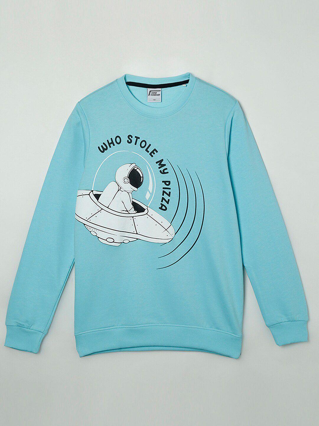 fame forever by lifestyle boys blue printed sweatshirt