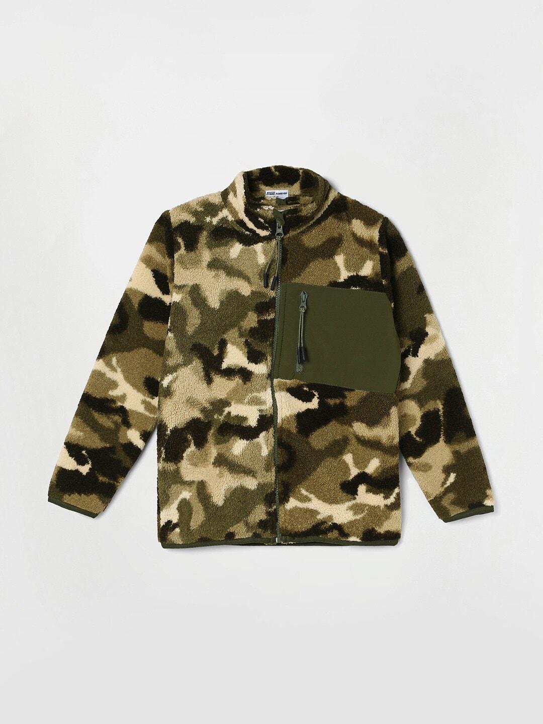 fame forever by lifestyle boys camouflage printed long sleeve zip detail tailored jacket
