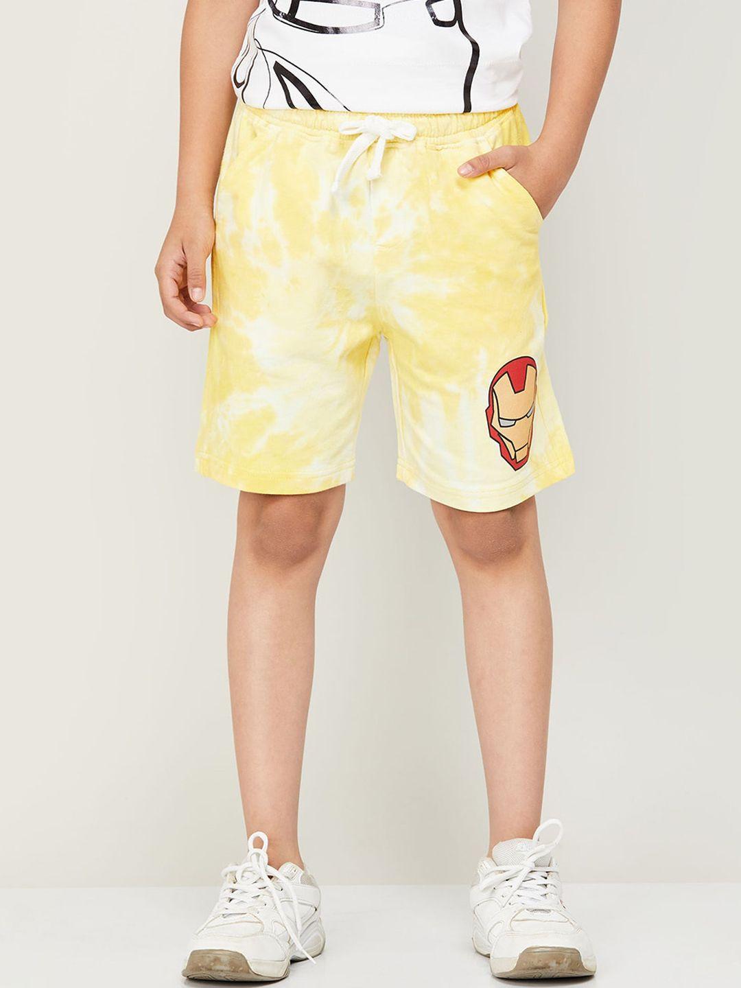 fame forever by lifestyle boys cotton iron man printed mid-rise shorts