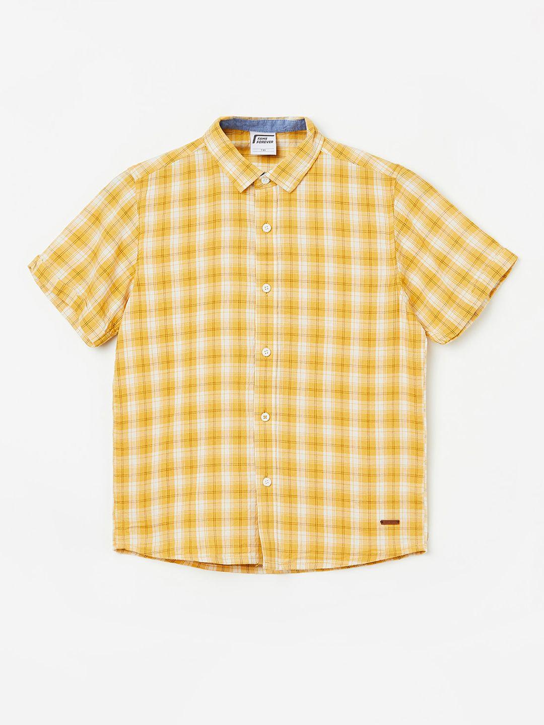 fame forever by lifestyle boys gingham checks pure cotton casual shirt