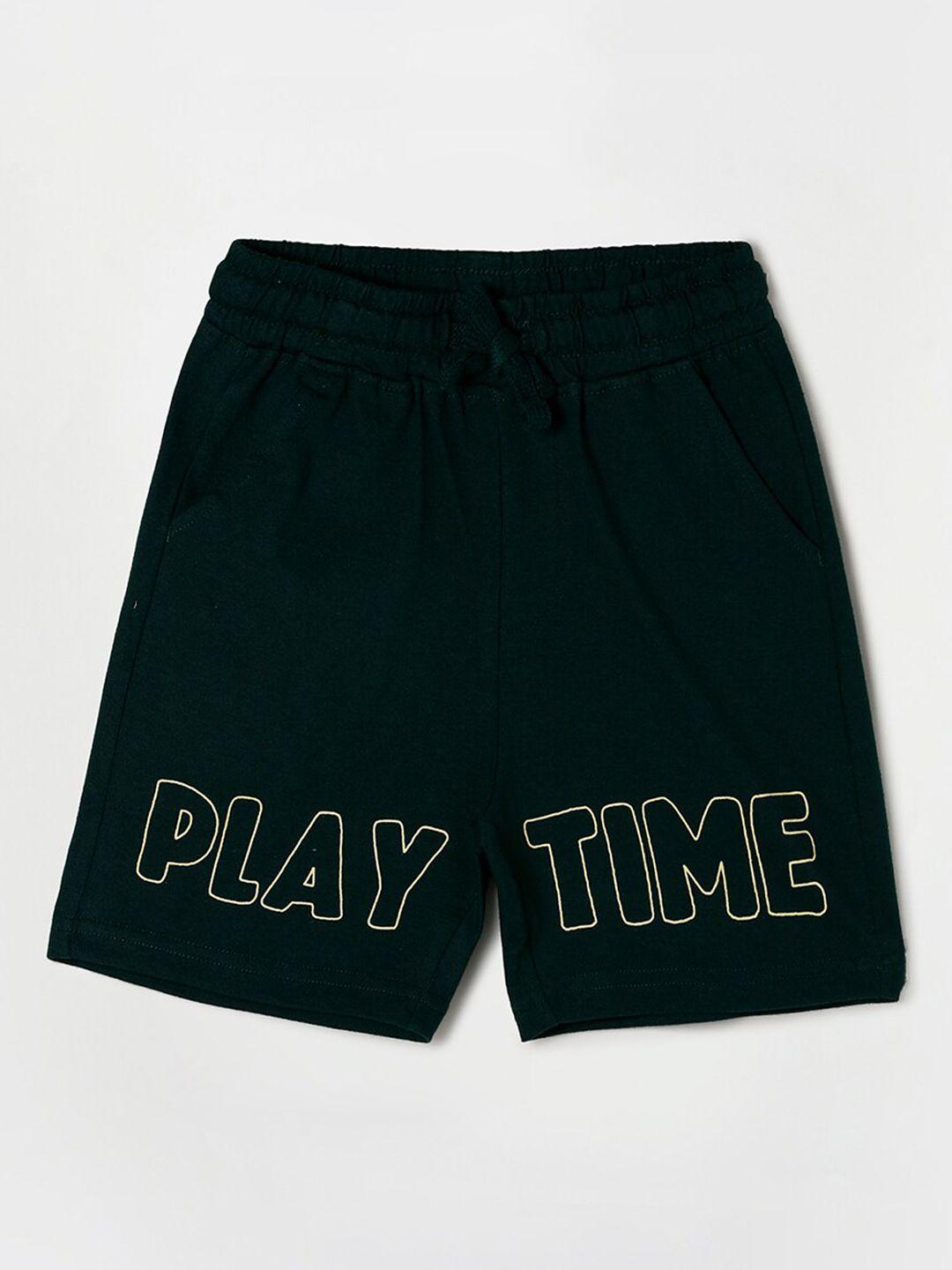 fame forever by lifestyle boys green typography printed shorts