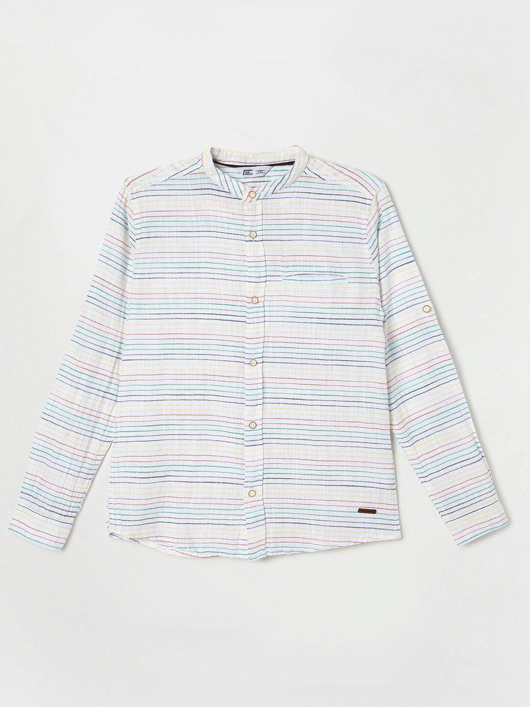 fame forever by lifestyle boys horizontal striped casual pure cotton shirt