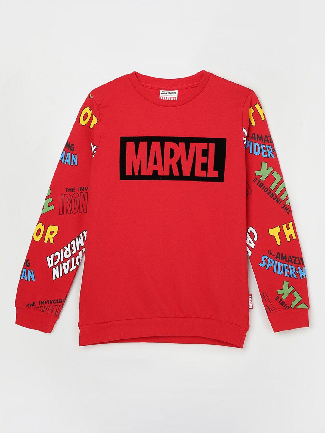 fame forever by lifestyle boys marvel printed long sleeves pure cotton pullover