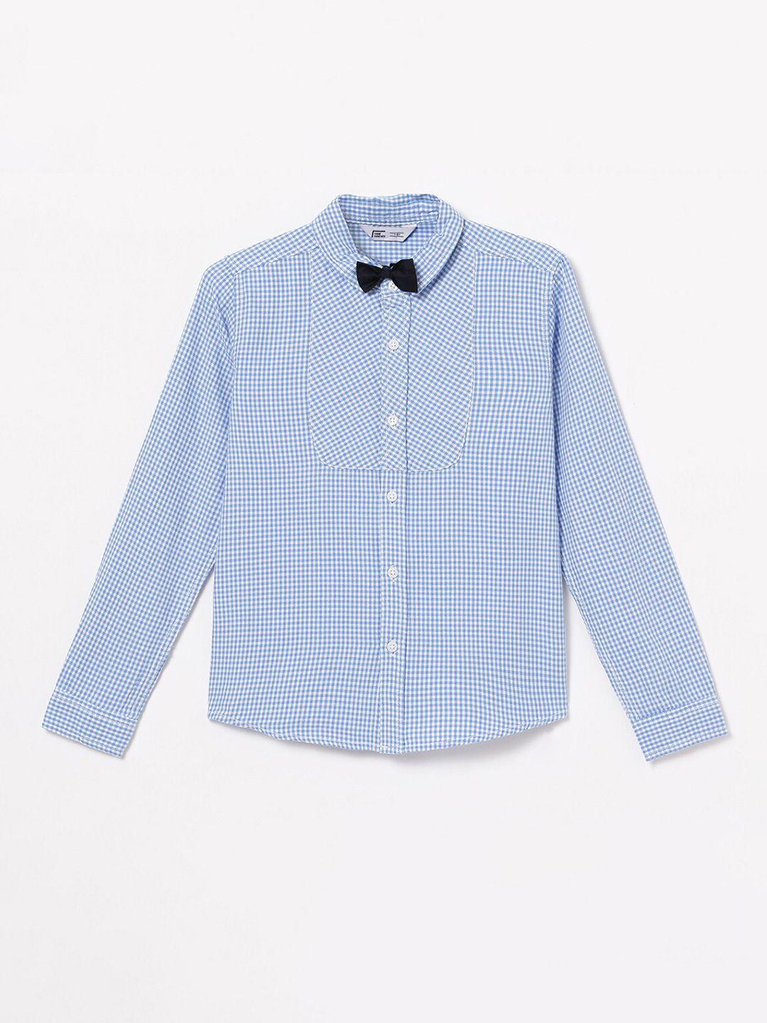fame forever by lifestyle boys navy blue micro checks checked casual shirt