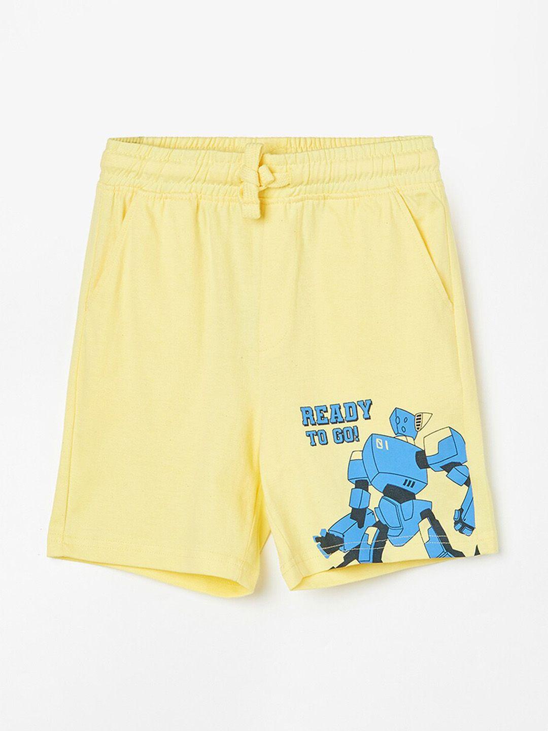 fame forever by lifestyle boys printed mid-rise pure cotton shorts