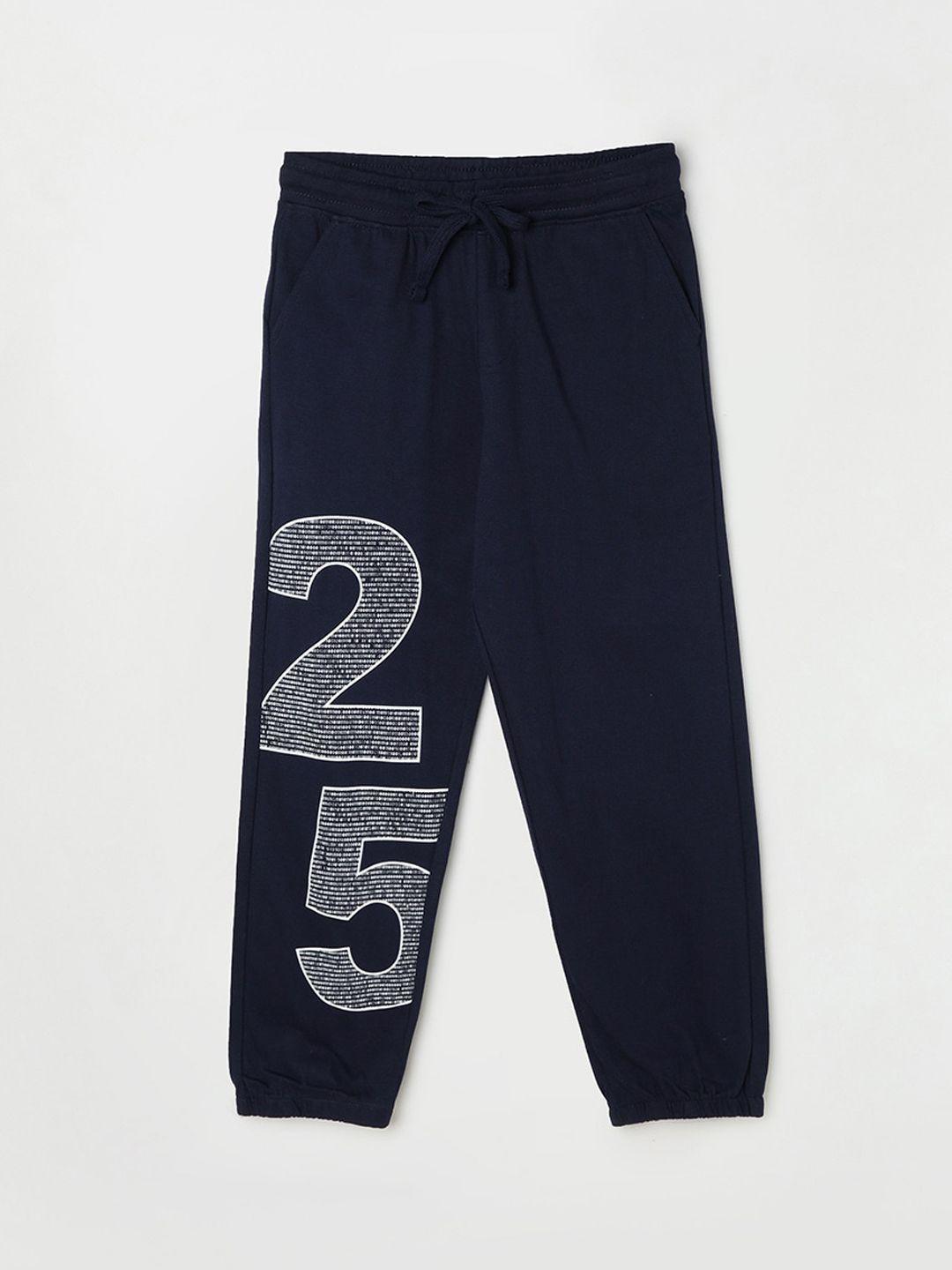 fame forever by lifestyle boys printed pure cotton mid-rise track pants